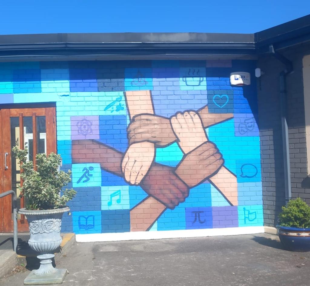 Our 5th yr Art students worked with Marian Noone, past pupil &amp; artist, to create our new school mural. The mural is a powerful symbol of our core values of education, knowledge &amp; lifelong learning, unity, inclusivity, mutual support, compassion, kindness &amp; respect. <a href="/CeistTrust/">CEIST</a>