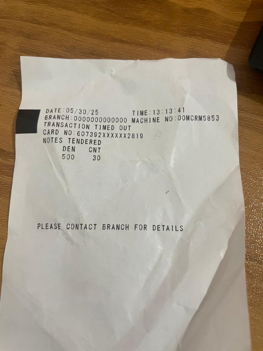 k4rn4_'s tweet photo. @HitachiMSP  @hitachi I deposited ₹15,000 at your Kaythapoyil CDM (ATM ID: MCRM5853) on [Date] at 13:13:41. The machine took the cash but showed a "Transaction Timeout" &amp; the amount wasn't credited to my @canarabank  Bank account. Please investigate &amp; resolve ASAP. #ATMFailure https://t.co/74XKw8AAu5