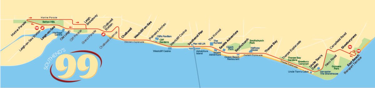 ☀️ It’s looking very nice out there for the next few days so now is a great time to come for a trip on our #LeighOnSea - #Southend Pier - #Shoeburyness OPEN TOP service 99 🍦😎.  Running every 60mins to yellow times on the timetable. 

ℹ️ Southends99.co.uk
