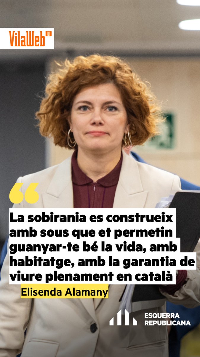 📰 <a href="/Elisendalamany/">Elisenda Alamany</a>  a <a href="/VilaWeb/">VilaWeb</a>: “La sobirania es construeix amb sous que et permetin guanyar-te bé la vida, amb habitatge, amb la garantia de viure plenament en català.”

🔗 Podeu recuperar l’entrevista: vilaweb.cat/noticies/elise…
