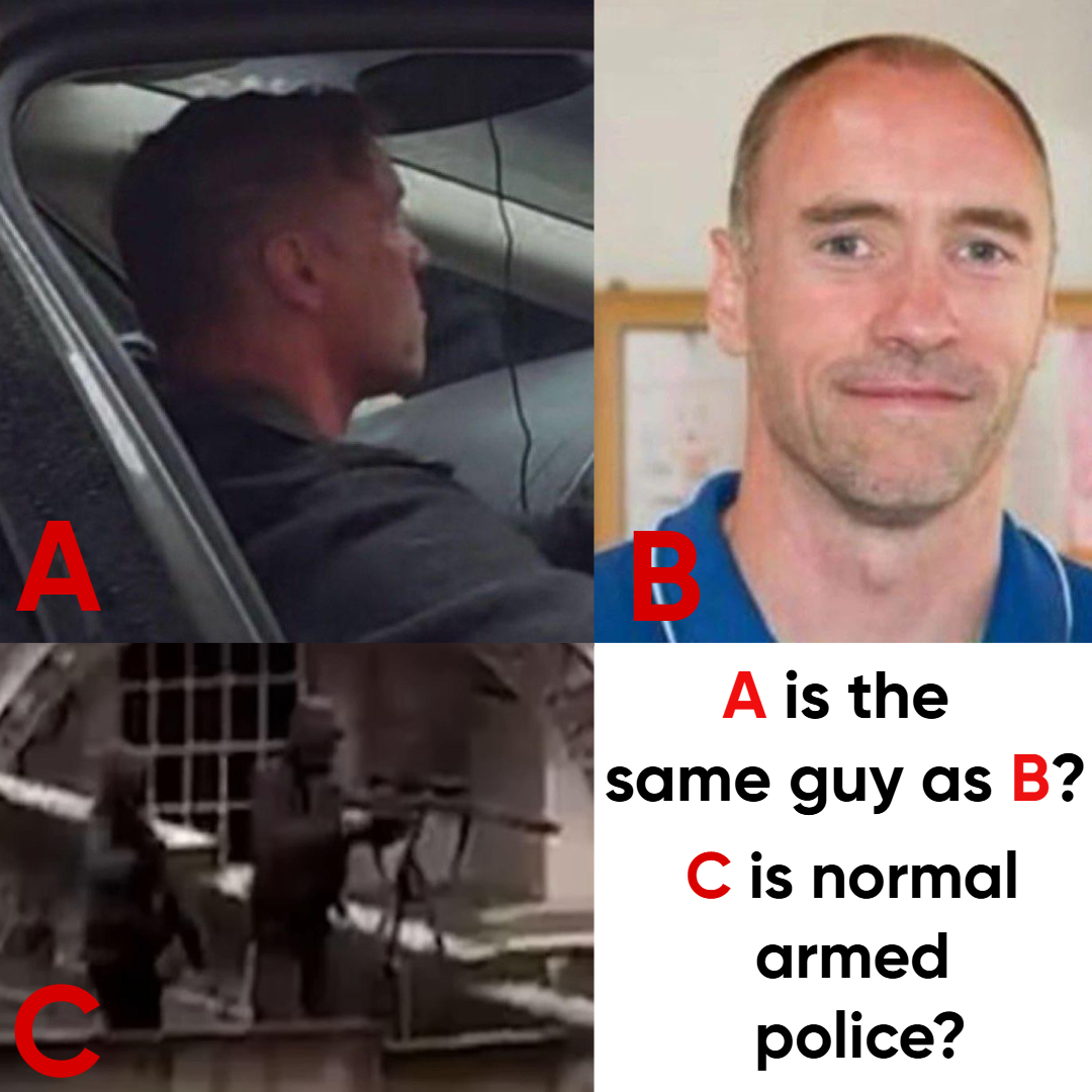 Two BIG anomalies that require clarity!  A is the same guy as B?🤔 C Non uniformed snippers present?🤨 All very odd! Any logical explanations? Ref Liverpool.