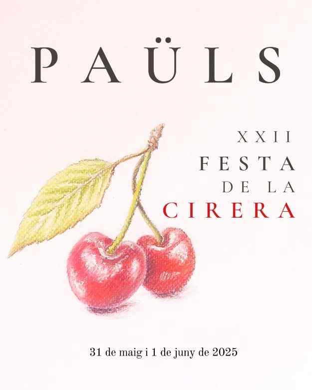 caledelspagesos's tweet image. 31 maig - 1 juny: Festa de la Cirera a Paüls (Baix Ebre).
Celebra la temporada de la collita de cireres. Els visitants poden gaudir d’una varietat d’activitats relacionades amb aquesta fruita, incloent-hi tastets, concursos i exhibicions de cuina amb cireres.