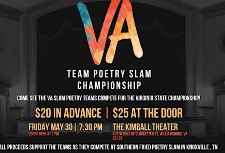 🎤Virginia Team Poetry Slam Championship🎤
Friday, May 30
7:30 - 10:30 pm
Kimball Theatre
Merchants Square in Colonial Williamsburg
Witness the biggest single-day slam poetry event in Virginia as teams battle for the 16th Virginia State Championship title!
williamsburgfamilies.com/events/virgini…