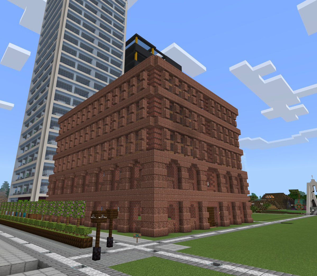 _Waudo_'s tweet photo. "Brick Building : Template 1" 

My Minecraft depiction of a 1900s New York style architecture. 🧱

It was built in @xsy012 's Big City.

Hope everyone can enjoy this build of mine! 🙂

#Minecraft #Minecraftbuilds #minecraftdesigns #minecraftinspiration https://t.co/3UJpi8ZJ3y