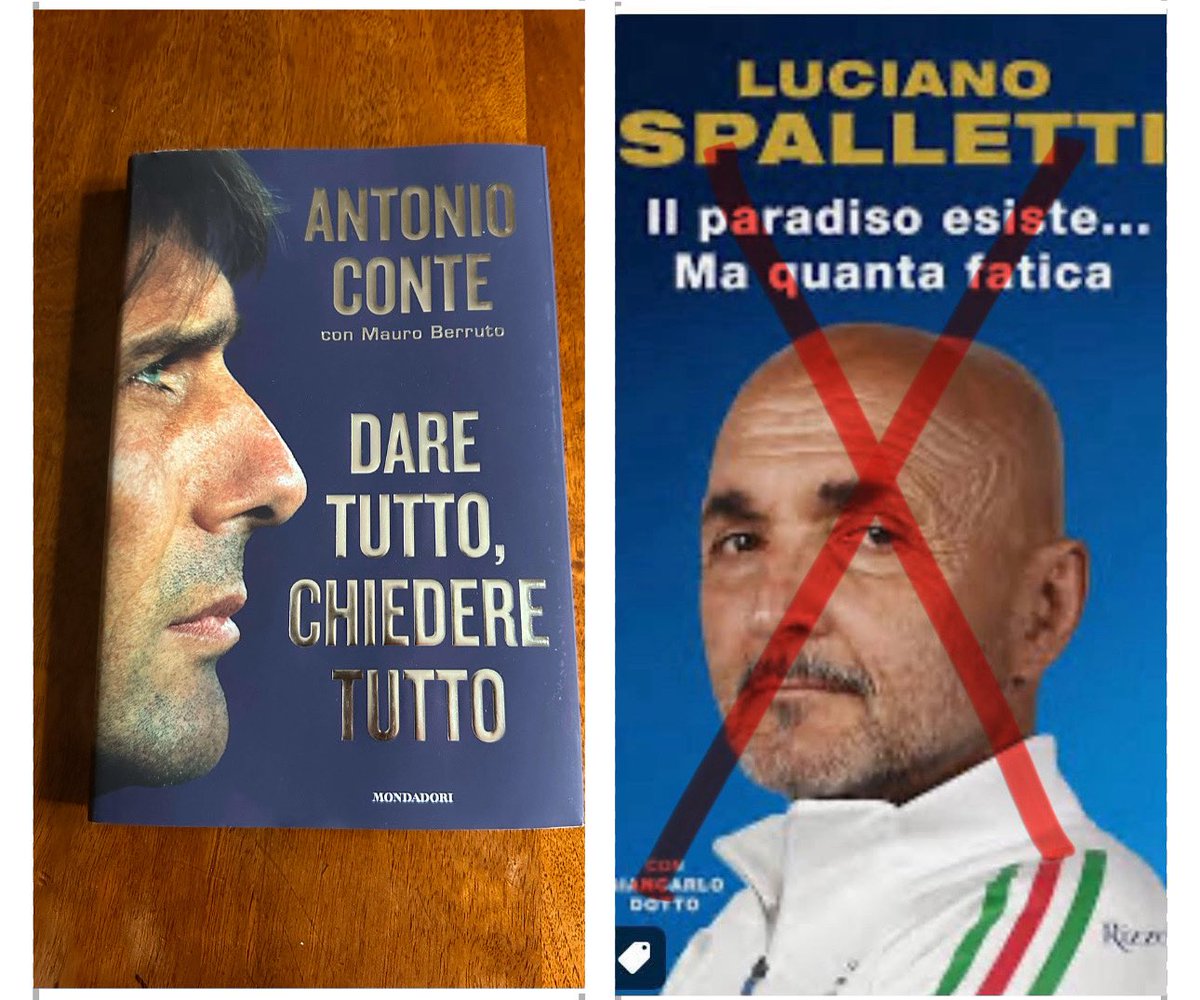 Questo sì, questo no.
Ho già comprato il libro di Antonio Conte.
Quello di Spalletti non lo leggerò mai.
C’è chi il rispetto se lo guadagna. E chi lo perde in silenzio.

#Conte #Spalletti #Napoli #Scudetto #Rispetto