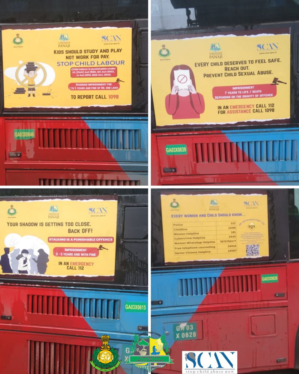 scangoa's tweet photo. Safety First: Empowering Women and Protecting Children!

In continuation with our goal of educating, empowering, and engaging the public to foster a safer environment for women and children in Goa,  posters we're stuck on various Panjim Intercity KTC buses. https://t.co/aGbtX4pfVq