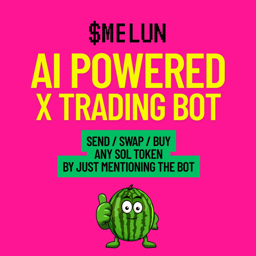 cryptogems555's tweet photo. $SOL latest update!  Powerful utility with a huge potential!

$MELUN on $SOL

New AI powered x trading bot just launched! Dedinitely worth to check out!
@MelunCare 

CA: GdAKnC1rbYcu3sdyvaZTmqfg5wXP9fQbTpD8VX9Ppump

They allow you to send, swap or buy any SOLANA token - all through https://t.co/jrRNZtPAsj

Big database to work with, as you can send token to any X user even if they dont have a wallet.

Meluncare creates the wallet automatically!

Keep up with their pace, as they are launching token launch utility as well!