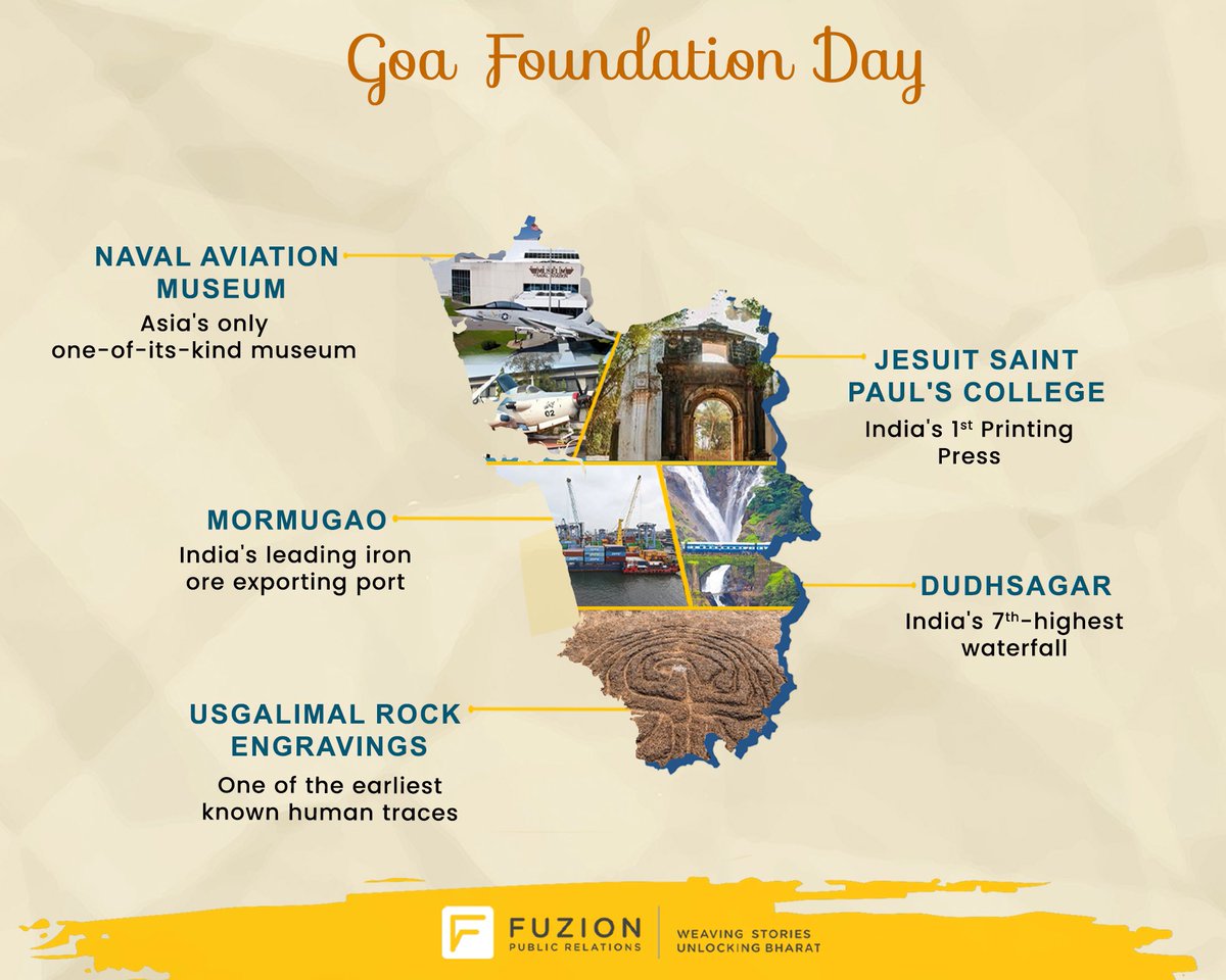 Did you know? Goa was liberated from Portuguese rule on December 19, 1961, after Operation Vijay. Initially declared as a Union Territory, it attained the status of the 25th State on May 30, 1987. 

#Goaday #RegionalIndia #FuzionPR #RegionalPR
#Trust