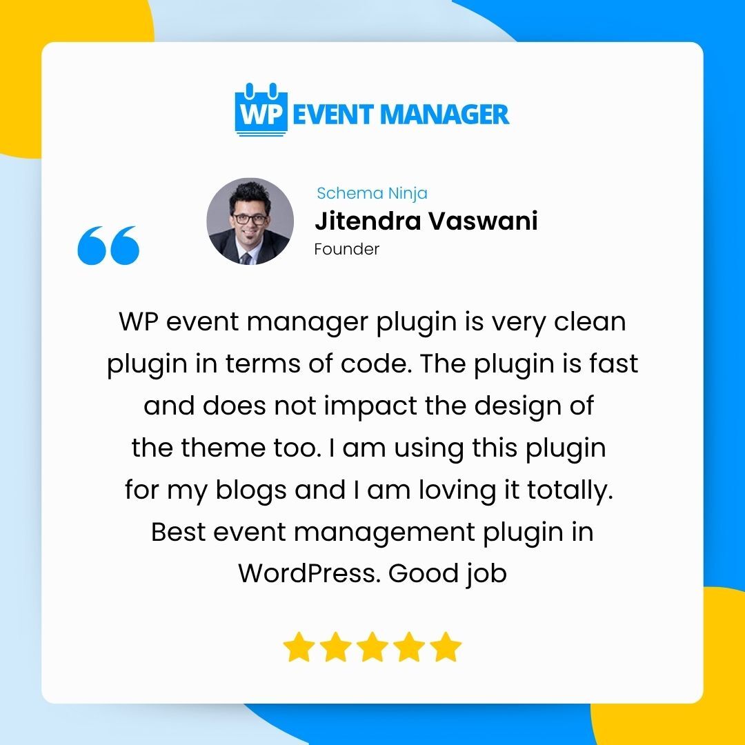wp_eventmanager's tweet image. ❤️  We hearing from our users!  
Here’s what Jitendra Vaswani said about using WP Event Manager
From ticketing to attendee tracking — we make events effortless.
👉 Try it now: zurl.co/1zett 
#Testimonial #WPEventManager #EventTech