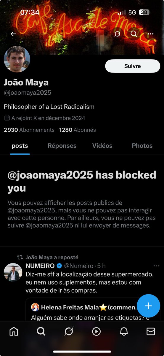 Ainda não acredito que a pessoa mais triste que existe me bloqueou 🤓