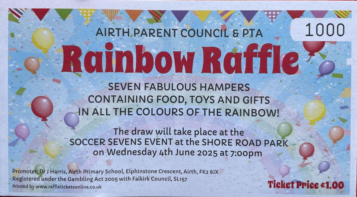 @AirthPC (@airthpc) on Twitter photo 🌈 RAINBOW RAFFLE 2025 🌈
🧡 The ORANGE Hamper 🧡
Tickets on sale now!!!
Email airthparentcouncil@yahoo.com or DM Airth PTA Fundraising on Facebook to buy tickets online.
Winners will be drawn at the Soccer 7s event on 4th June.
Thanks for your support and good luck 🤞 🌈 RAINBOW RAFFLE 2025 🌈
🧡 The ORANGE Hamper 🧡
Tickets on sale now!!!
Email airthparentcouncil@yahoo.com or DM Airth PTA Fundraising on Facebook to buy tickets online.
Winners will be drawn at the Soccer 7s event on 4th June.
Thanks for your support and good luck 🤞
