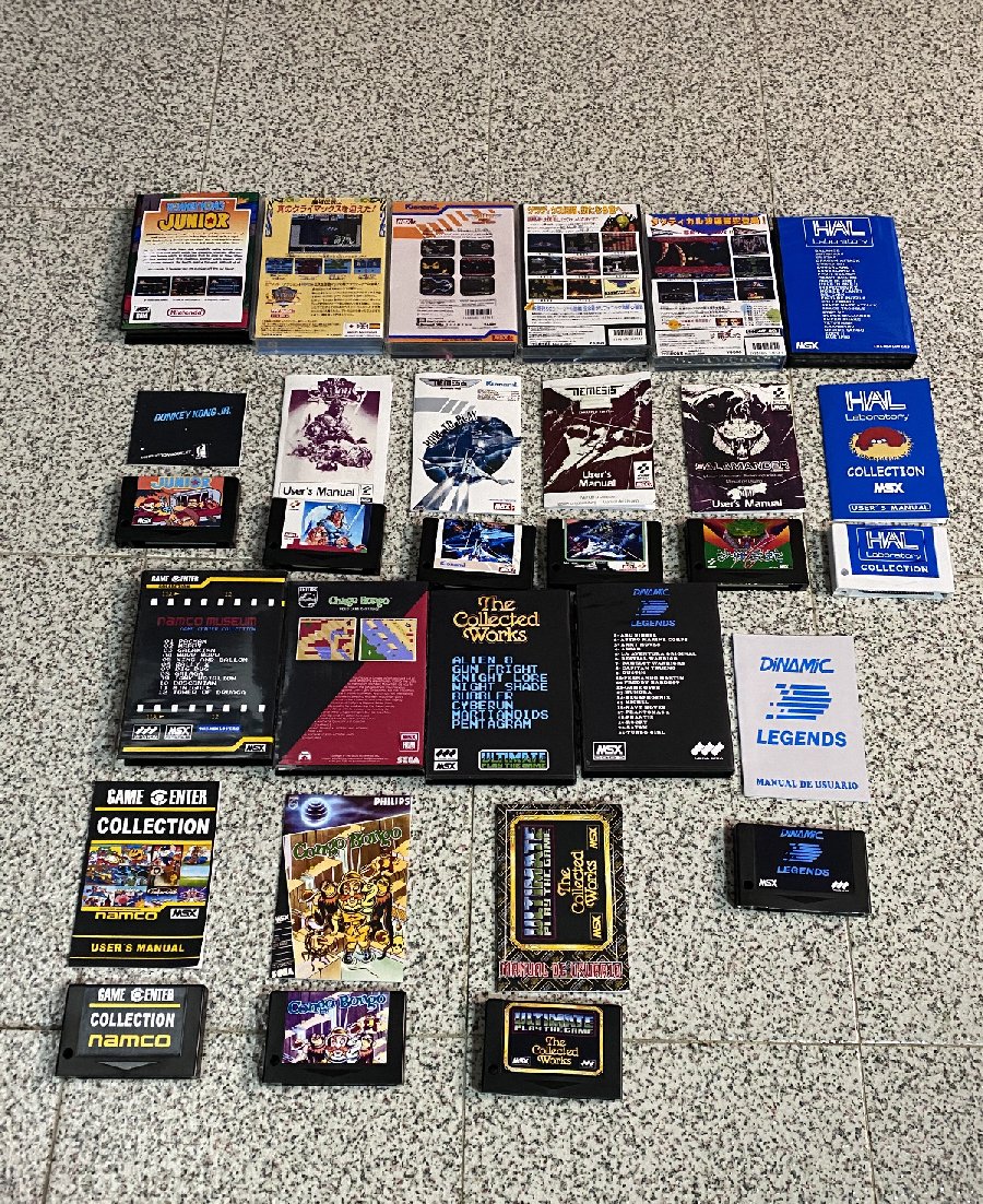 themsxlovers's tweet image. Pedazo Lote !
1-Donkey Kong JR
2-The Maze of Galious MSX2
3-Nemesis I MSX2 enhanced
4- Nemesis II MSX2+ enhanced
5- Salamander MSX2 enhanced
6- Game Center Collecion
7- Hal Laboratory Collection
8-Congo Bongo
9-Ultimate Collected Works
10- Dinamic Legends