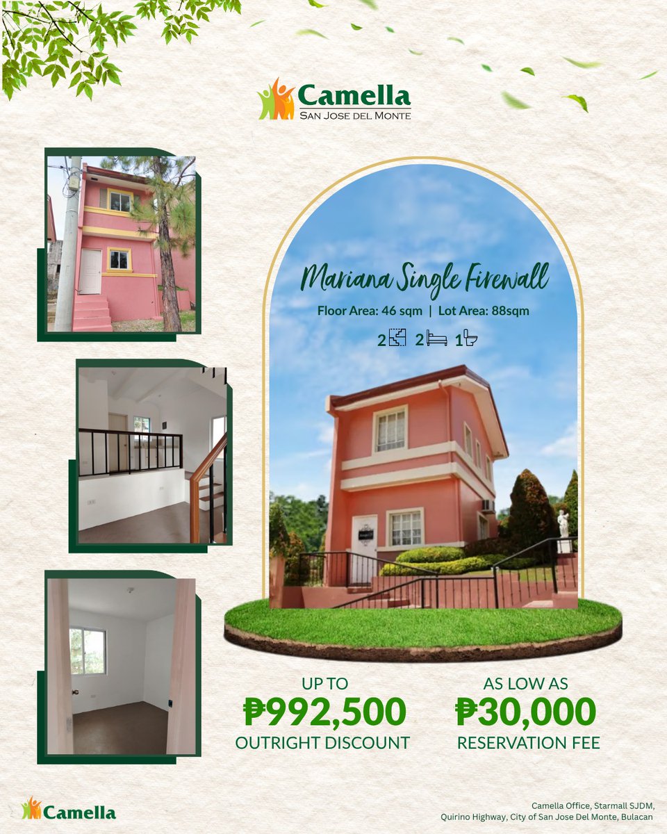 Camellaagent20's tweet image. New House and lot For Sale in Camella San Jose Del Monte Brgy Santro cristo in Front of Starmall SJDM Bulacan! Now on sale! 
Contact us now via 09109972331
Whatsapp/Viber
#Camella #CamellaSJDM #SJDMBulacan