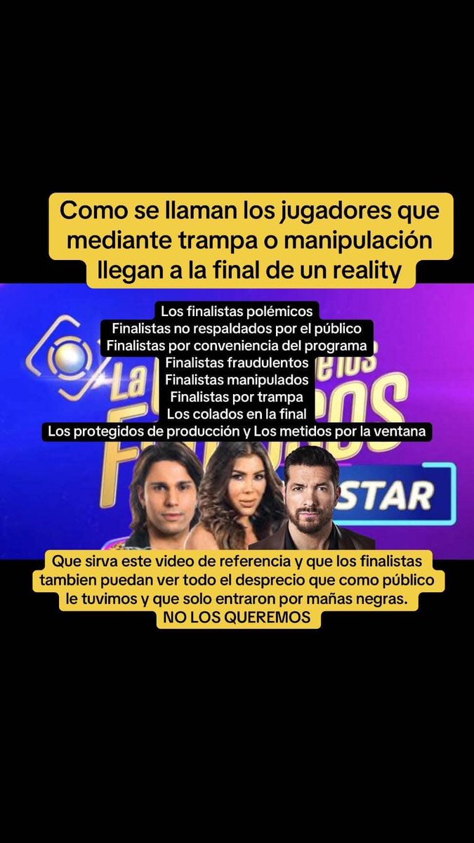 Frances23001925's tweet photo. @EndemolShineBD ASÍ DE SENCILLO FINALISTAS A BASE DE FRAUDE... https://t.co/Ny2p3soU5Z
