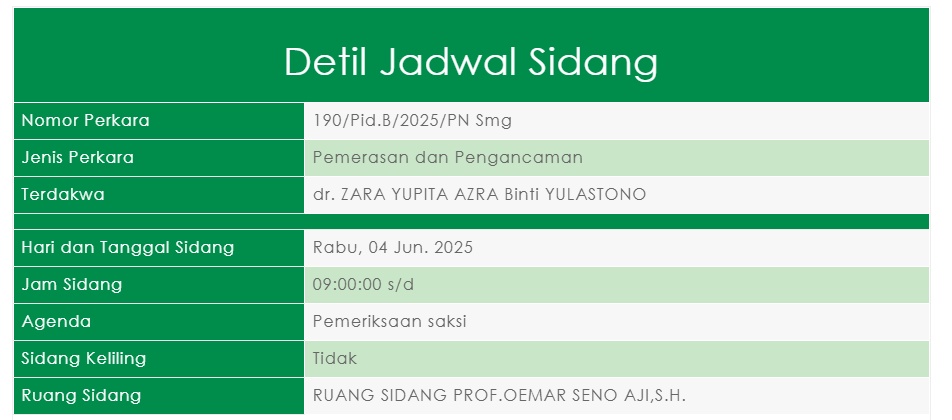 Jo (@bambangsuling11) on Twitter photo Dokter Zara Yupita Azra terdakwa bully dan pemerasan PPDS Anestesi <a href="/undip/">Universitas Diponegoro</a> yang tewaskan Dokter Aulia Risma kembali disidangkan pada Rabu 4 Juni 2025 di PN Semarang.
Monggo kalau mau datang bergabung maki-maki ni manusia. Dokter Zara Yupita Azra terdakwa bully dan pemerasan PPDS Anestesi <a href="/undip/">Universitas Diponegoro</a> yang tewaskan Dokter Aulia Risma kembali disidangkan pada Rabu 4 Juni 2025 di PN Semarang.
Monggo kalau mau datang bergabung maki-maki ni manusia.