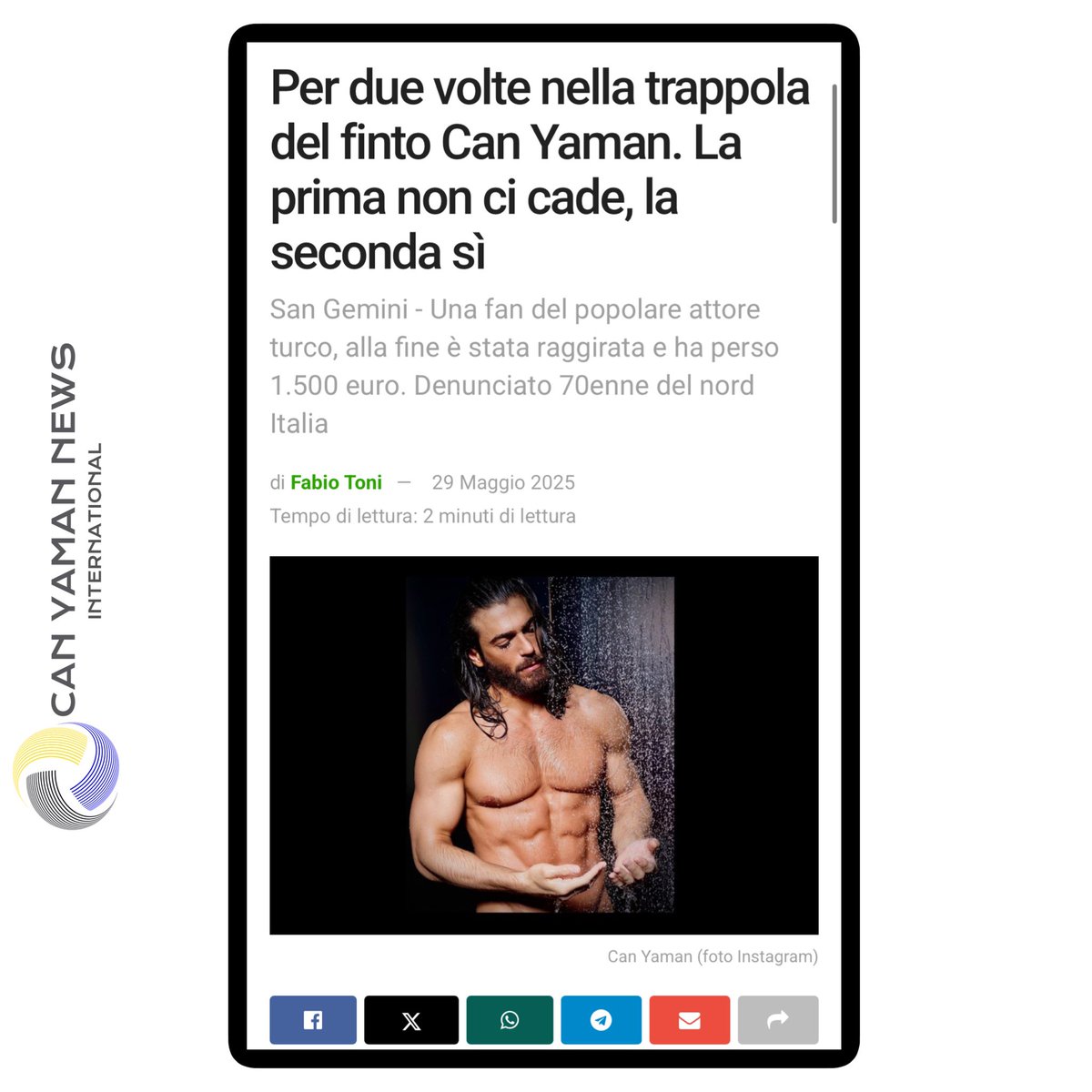 ‼️Be aware of scams on social media platforms especially Facebook ‼️

70 year old from Italy - Umbria has been convicted of impersonating #CanYaman and his managers to scam 60 years old for 1500 Euros. 

How many times are we going to write that Can Yaman and his managers DO NOT