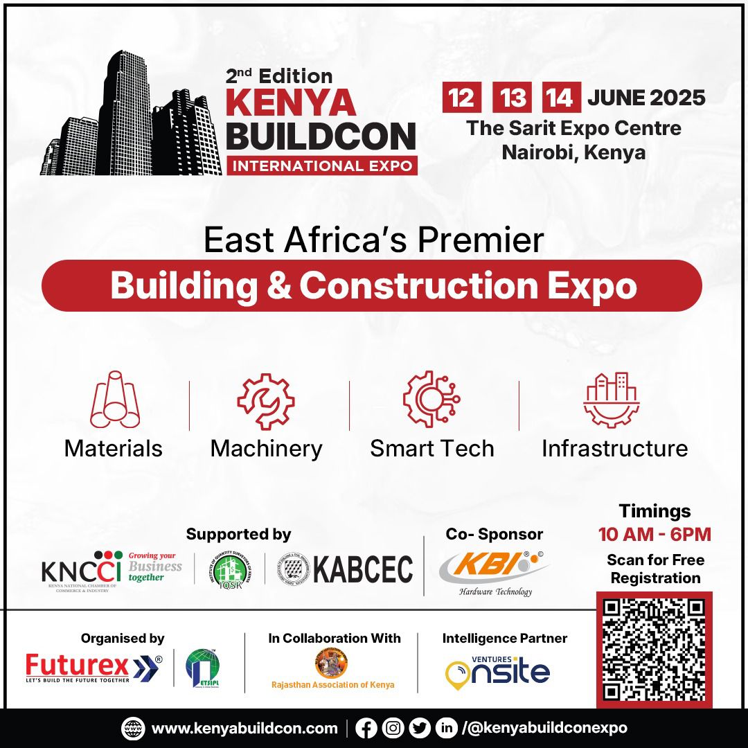 Less than 2 Weeks to Go for Kenya Buildcon International Expo 2025 – East Africa’s Premier Building &amp; Construction Show! Happening from June 12-14, 2025, at the Sarit Expo Centre, Nairobi!  

Register now at kenyabuildcon.com