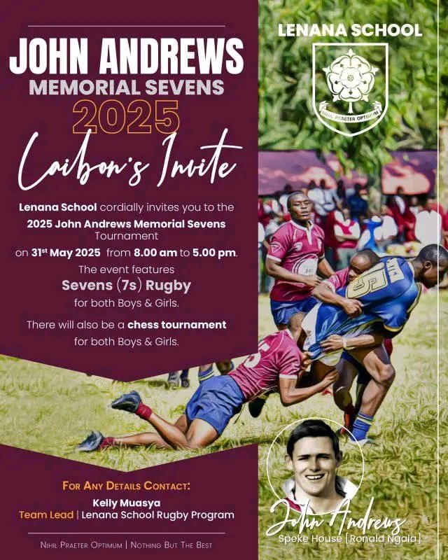 The Laibon Society (@laibonsociety) on Twitter photo It’s tomorrow, Laibons! 🏉♟️
The 2025 John Andrews Memorial Sevens kicks off 8:00 AM sharp at the school. Expect fiery 7s rugby, intense chess battles (boys & girls), and unbeatable Laibon spirit.
Bring the fam, link up with old mates & let’s make memories!
<a href="/lenanaschool/">Lenana School</a> It’s tomorrow, Laibons! 🏉♟️
The 2025 John Andrews Memorial Sevens kicks off 8:00 AM sharp at the school. Expect fiery 7s rugby, intense chess battles (boys & girls), and unbeatable Laibon spirit.
Bring the fam, link up with old mates & let’s make memories!
<a href="/lenanaschool/">Lenana School</a>