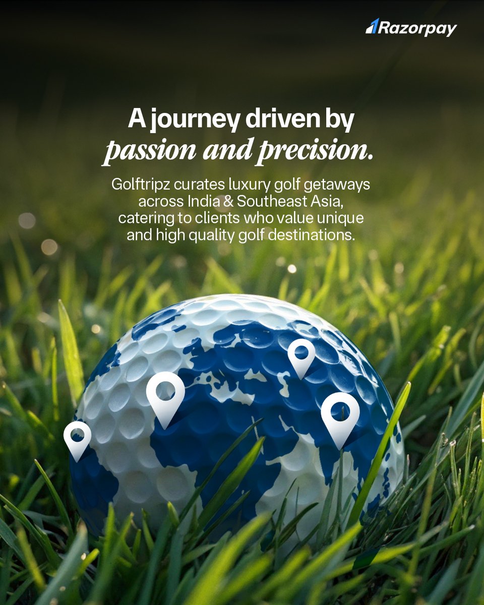 RazorpaySG's tweet photo. Premium experiences need frictionless payments. Golftripz simplified global payments with Razorpay to win trust and reduce payment stress.

📷 Seamless checkout across India &amp; Southeast Asia
📷 Reduced cross-border payment friction
📷 Secure and scalable platform https://t.co/4eBPRn208w