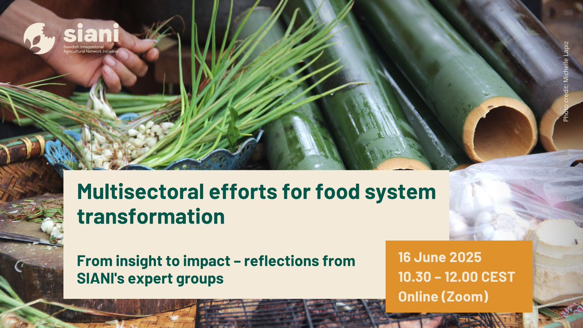 EVENT |

Join us for an inspiring webinar where SIANI’s expert groups will present the results of their work over the past year, showcasing diverse strategies for #Sustainable #FoodSystem transformation.

🗓️ June 16, 2025
🕥 10:30–12:00 CEST
🔗Register: buff.ly/SiMVcfH