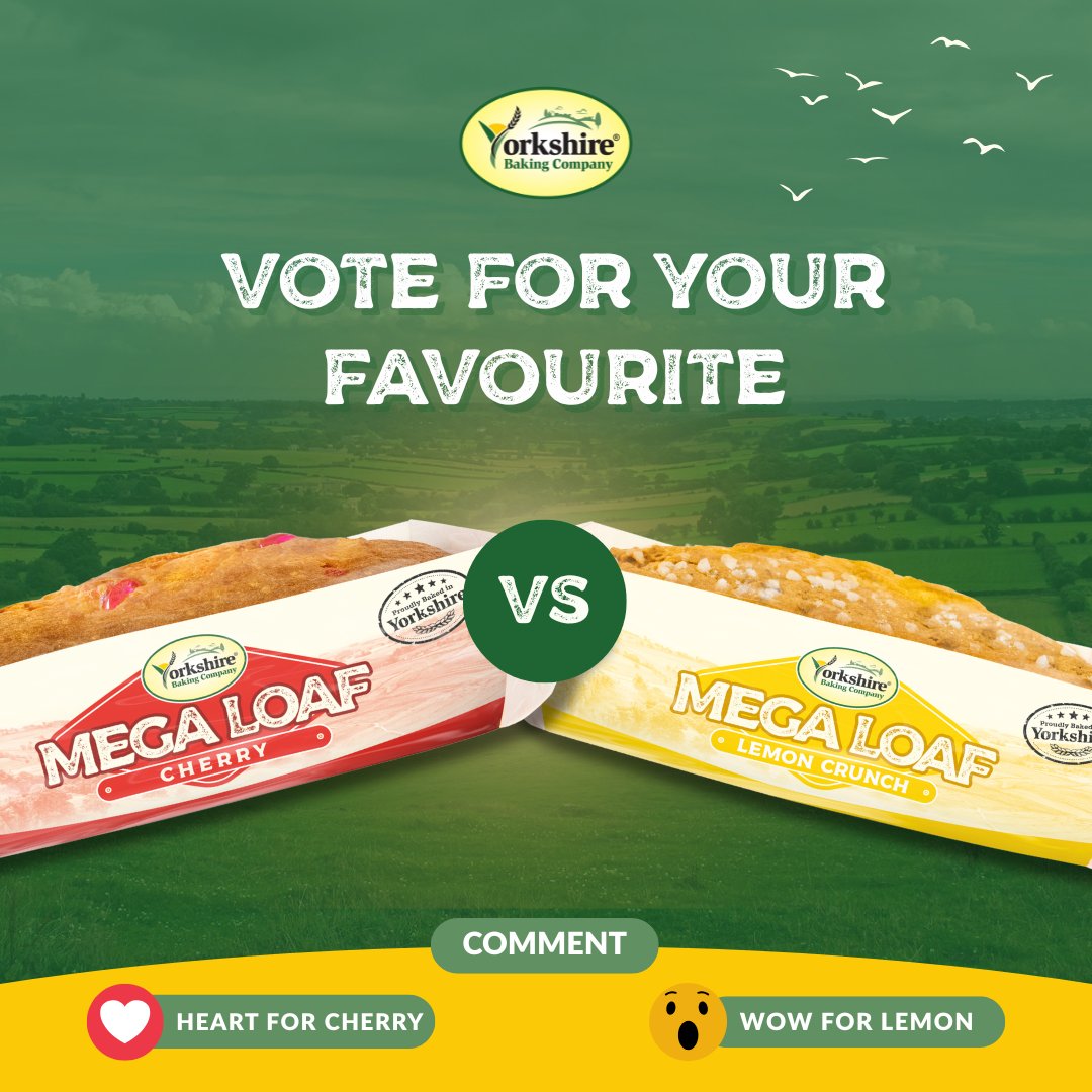 In our first Battle of the Bakes, we’re asking which fruity flavour you’d pick to enjoy with a cuppa 🍒🍋

Comment a ❤️ for Cherry Mega Loaf

Comment a 😮 for Lemon Crunch Mega Loaf

Which Mega Loaf gets your vote? 😋

#battleofthebakes #megaloaf #yorkshire #baking #sweettreats