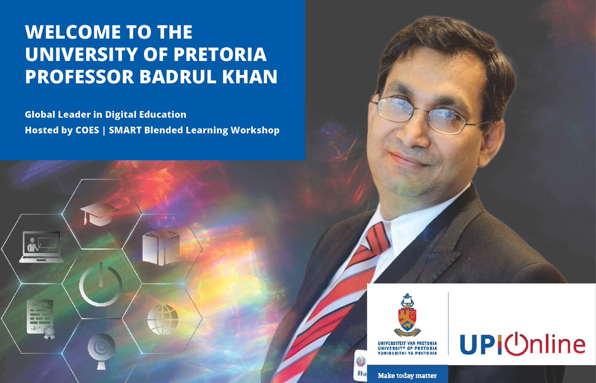 FODES_UP's tweet photo. We are excited to host one of the foremost voices in global digital education – Professor Badrul Khan – at the @UPTuks. Join Prof Khan as he unpacks his SMART Blended Learning Approach – practical, inclusive, and powerful.
#UPEvents #SMARTLearning #UPOnline https://t.co/VzH33LDFXH