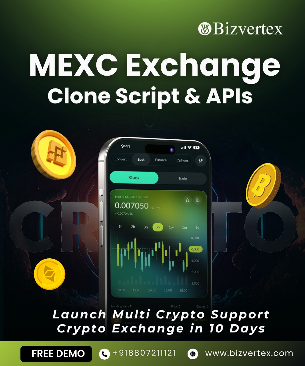 bizvertex's tweet image. Market&apos;s hot 🔥 and it’s YOUR time to launch that #cryptoexchange! Why build from scratch? Go cost-effective with #Bizvertex’s #MEXCCloneScript!

💻 Pre-built
💰 Budget-friendly
⚡ Fast Deployment

Free demo - bizvertex.com/mexc-clone-scr…

 #Startup #Web3 #CryptoBusiness #bitcoin #BTC