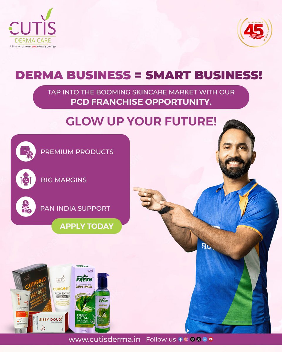 cutisdermacare's tweet image. ✨ #DermaBusiness = Smart Business!
Unlock your potential in the booming #skincare market with our #PCDFranchise Opportunity.

📦 Premium Products
💼 Big Margins
📍 Pan India Support

Glow up your future—Apply today!

📞 +91-9831149528
🌐 cutisderma.in

#cutisdermacare