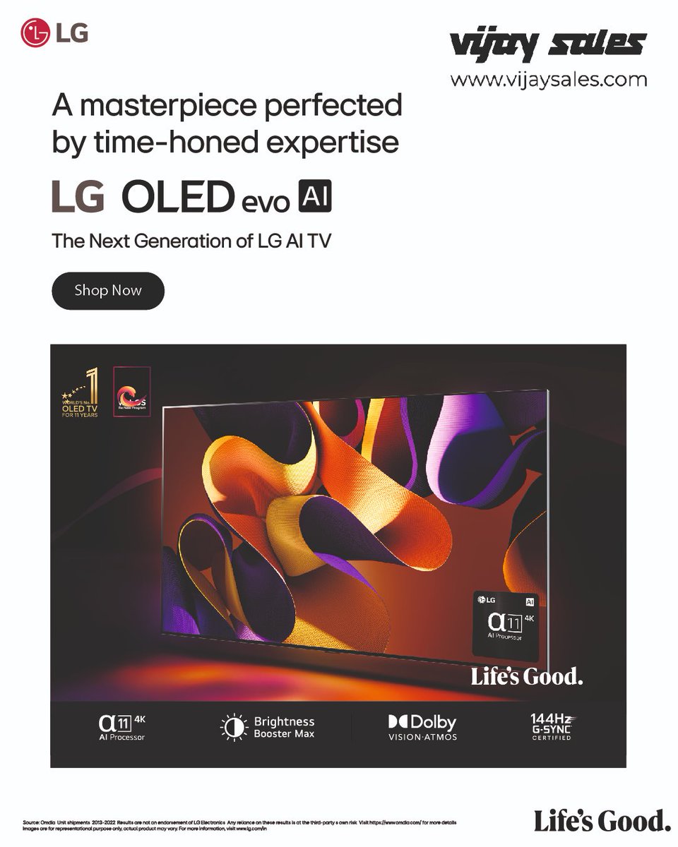 VijaySales's tweet photo. Your dream home setup is here and it's calling your name! 
Explore LG's convertible fridges, OLED TVs, smart ACs, AI washing machines & microwaves at Vijay Sales.

#VijaySales #LG #BestDeals #TV #AC #WashingMachine #Microwave #SmartCoolingSolutions #BestDeals #HomeSetup #KitchenAppliances #HomeAppliances #SmartHomeEssentials #ShopNow #BuyNow