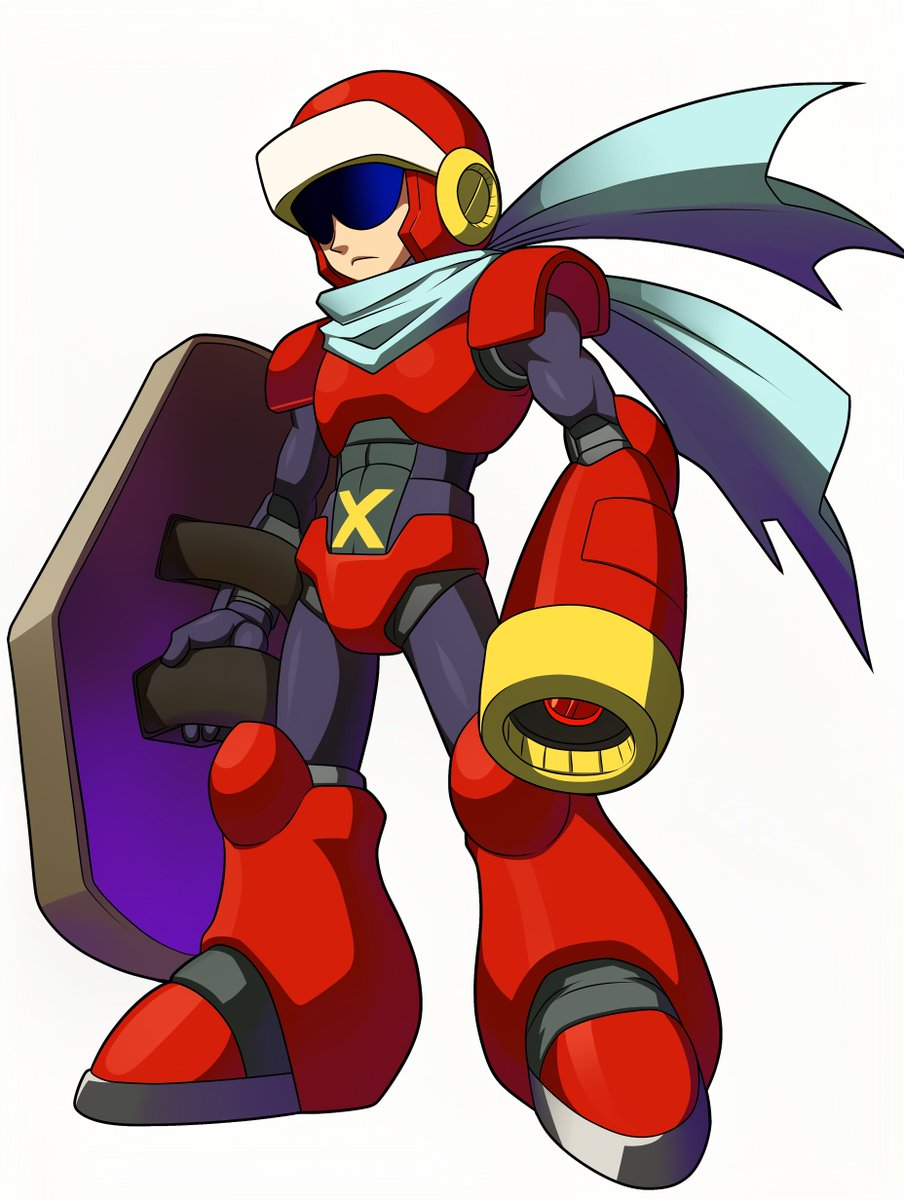 reachartwork's tweet image. Blues (left), aka "Proto Man", is a cluster of organoids in a robotic frame made for wetware testing, and he's a little bitter about it.

Bass (right), the mysterious leader of DUO, is an amnesiac cyborg terrorist, dedicated to firebombing data centers *and* killing Dr. Wily.