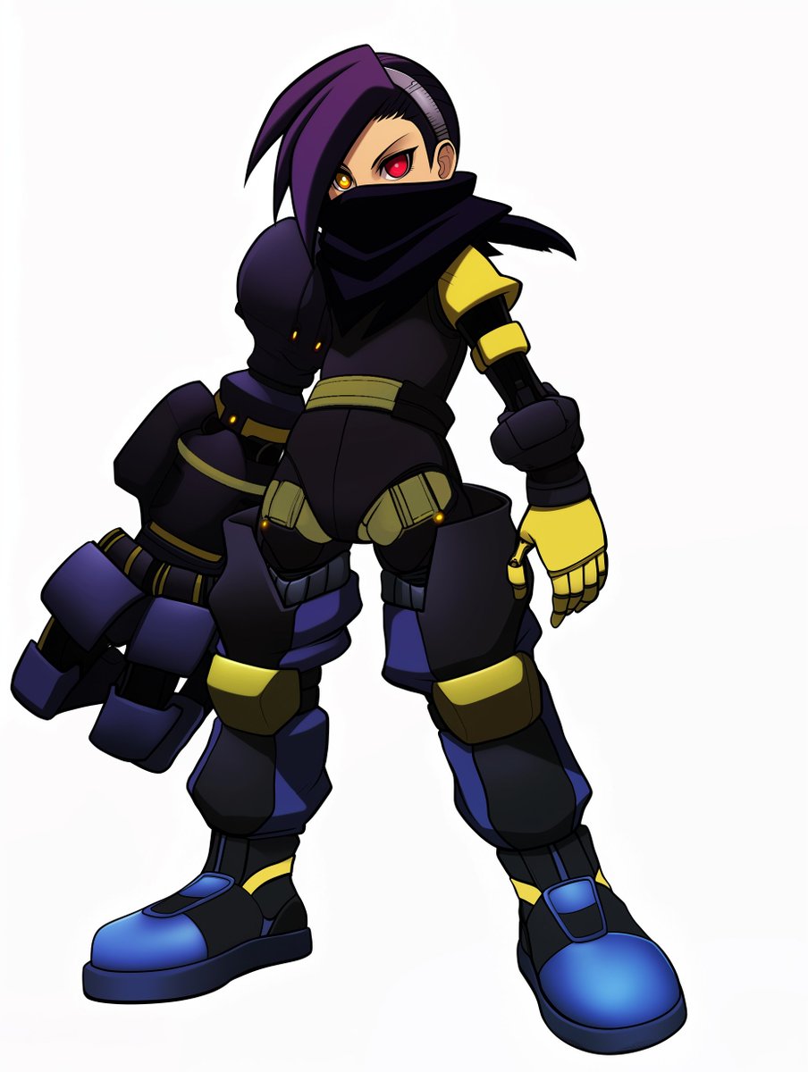 reachartwork's tweet image. Blues (left), aka "Proto Man", is a cluster of organoids in a robotic frame made for wetware testing, and he's a little bitter about it.

Bass (right), the mysterious leader of DUO, is an amnesiac cyborg terrorist, dedicated to firebombing data centers *and* killing Dr. Wily.