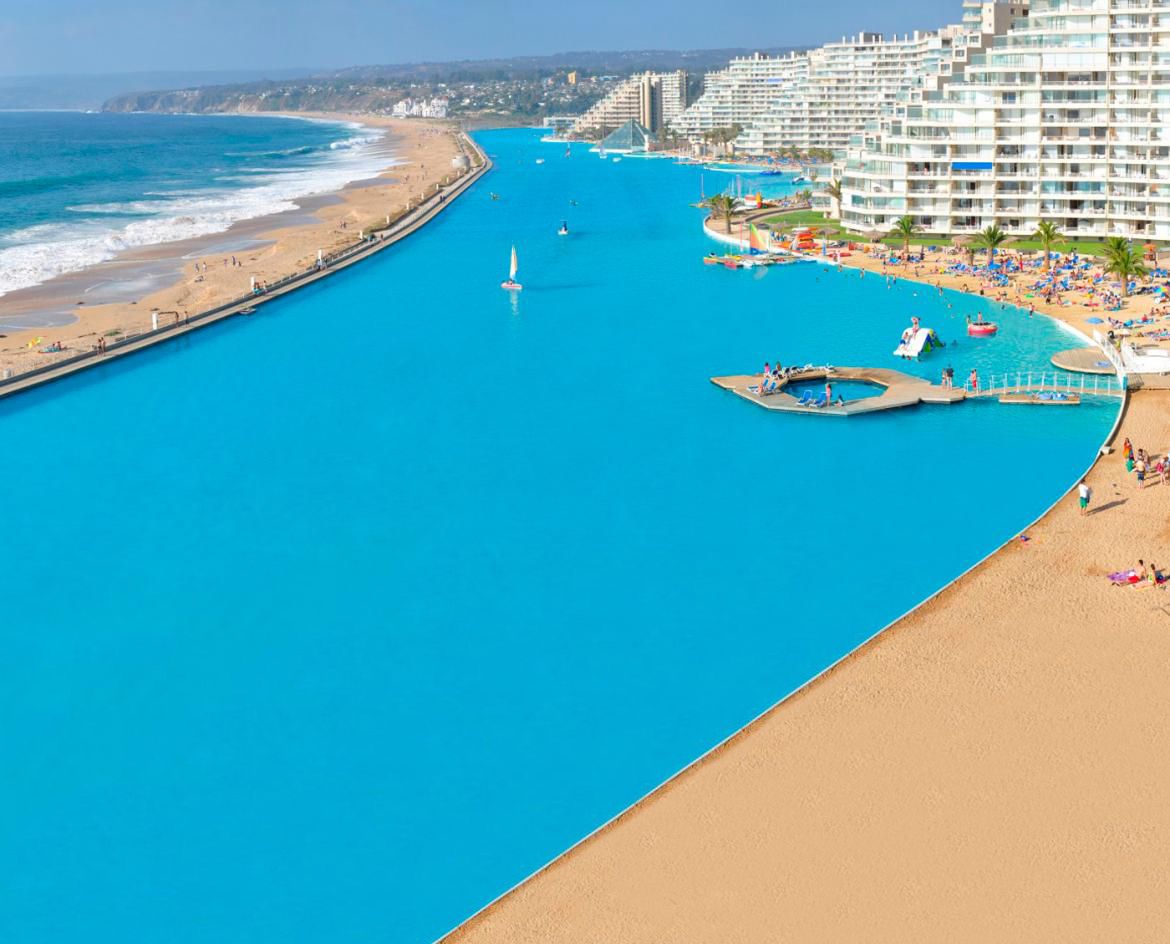 The worlds largest swimming pool is actually insane! 😮