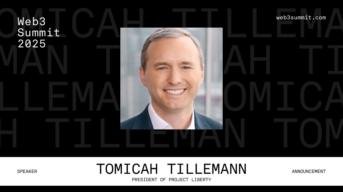 Web3 Summit (@web3summit) on Twitter photo We welcome <a href="/TomicahTD/">Tomicah Tillemann 🗽</a>, President of Project Liberty to the Web3 Summit stage
Tomicah leads work on building alternatives to big tech, focusing on data agency, digital governance, and equitable access to innovation. H
🎟️ Get your ticket: web3summit.com We welcome <a href="/TomicahTD/">Tomicah Tillemann 🗽</a>, President of Project Liberty to the Web3 Summit stage
Tomicah leads work on building alternatives to big tech, focusing on data agency, digital governance, and equitable access to innovation. H
🎟️ Get your ticket: web3summit.com