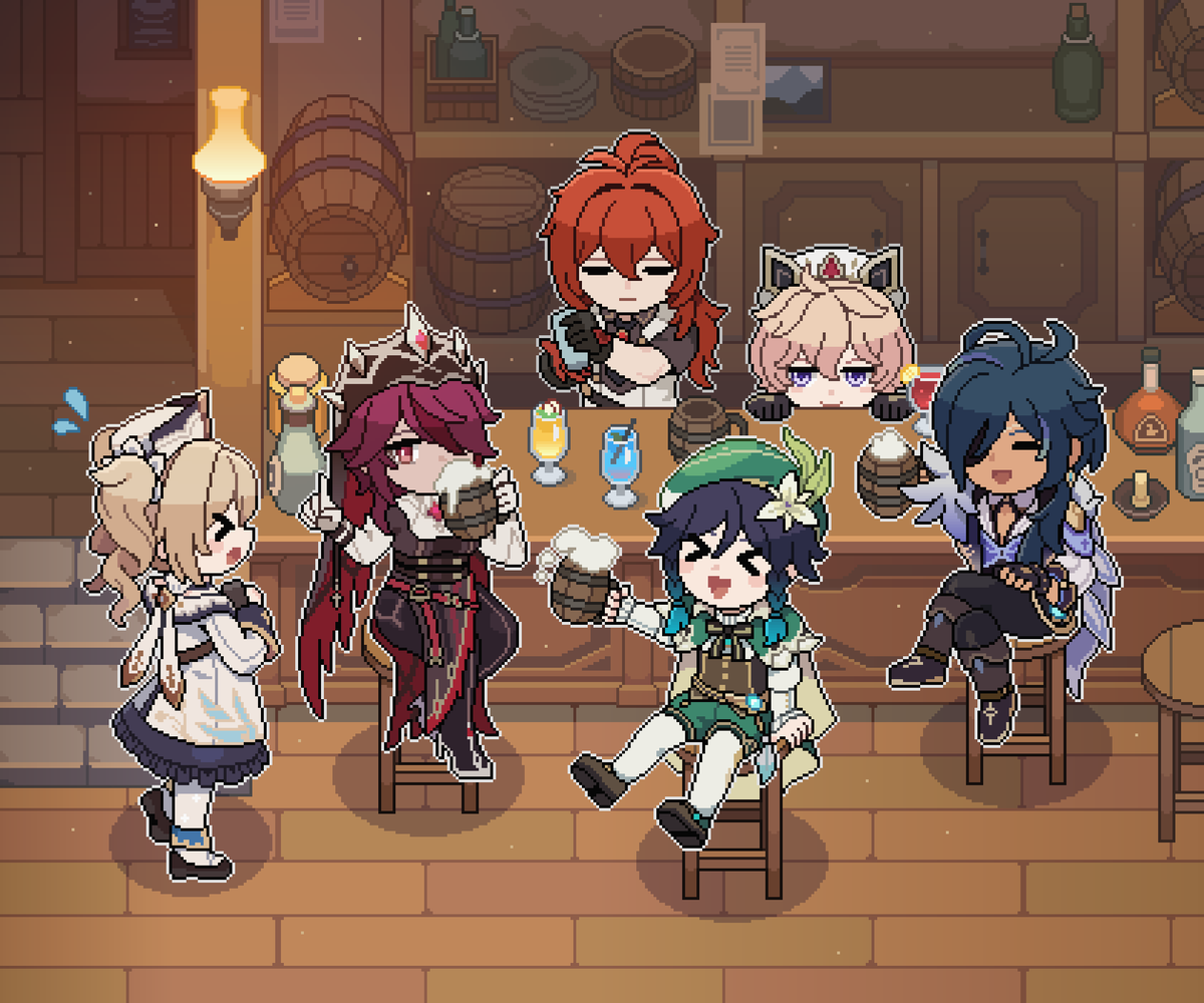 PPyok_1017's tweet image. Angel's Share🍺
#GenshinImpact #Barbara #Rosaria #Venti #Kaeya #Diluc #Dahlia