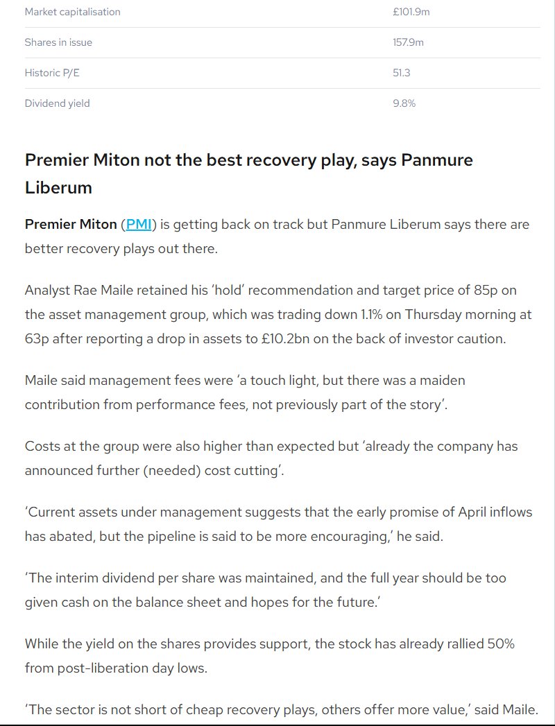entrustTMF's tweet photo. #PMI Premier Miton not the best recovery play, says Panmure Liberum https://t.co/WCDNRcB7WE