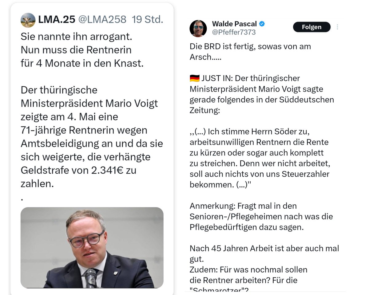 TheRealTom™ - Trusted Flagger (@tomdabassman) on Twitter photo Auf X läuft gerade eine gezielte Fake News-Kampagne gegen den thüringischen MP <a href="/mariovoigt/">Mario Voigt</a>. Gesteuert mutmaßlich aus Oppositionskreisen.
Erschreckend, daß solche Posts völlig ungeprüft jeweils Tausende Likes bekommen und Hunderte wütende Reposts und Kommentare bekommen.
Leute, Auf X läuft gerade eine gezielte Fake News-Kampagne gegen den thüringischen MP <a href="/mariovoigt/">Mario Voigt</a>. Gesteuert mutmaßlich aus Oppositionskreisen.
Erschreckend, daß solche Posts völlig ungeprüft jeweils Tausende Likes bekommen und Hunderte wütende Reposts und Kommentare bekommen.
Leute,