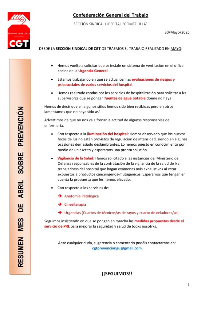 CGTGulla's tweet image. Seguimos trabajando cada mes, con el convencimiento de construir un Hospital mejor para nuestros pacientes y con mejores condiciones y más seguro para nuestros compañeros.❤️🖤💪🏻