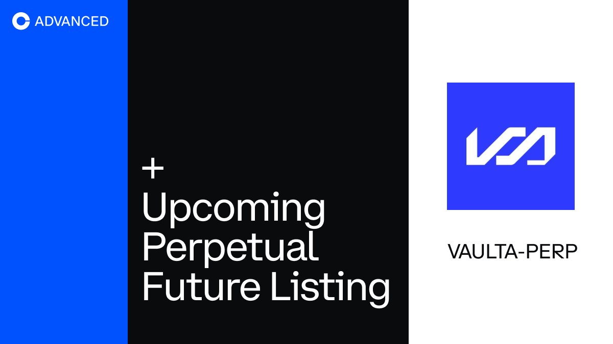 Coinbase Traders (@coinbasetraders) on Twitter photo Coinbase Advanced is adding support for $VAULTA <a href="/Vaulta_/">Vaulta (prev. EOS)</a> perpetual future.
The opening of VAULTA-PERP markets will begin on or after 9:30 am UTC 5 JUNE 2025. Coinbase Advanced is adding support for $VAULTA <a href="/Vaulta_/">Vaulta (prev. EOS)</a> perpetual future.
The opening of VAULTA-PERP markets will begin on or after 9:30 am UTC 5 JUNE 2025.