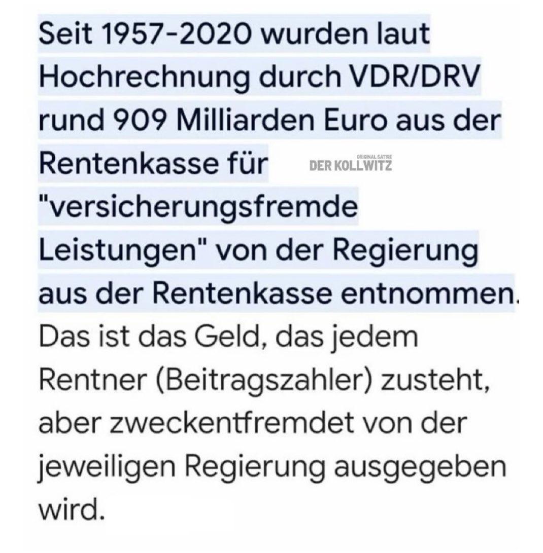 Wir sollten die Rentenkasse mit den gezahlten Politikergehältern wieder auffüllen...