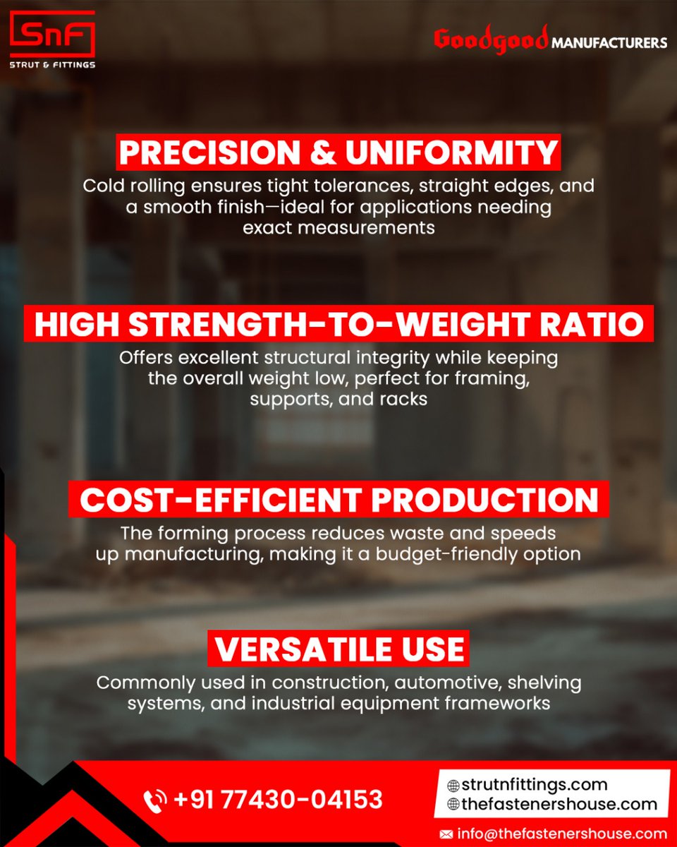 GoodgoodMFRS's tweet photo. Why Cold Rolled Formed C Channel is a Game-Changer 💡

✅ Precision edges, uniform shape
✅ Strong but lightweight
✅ Cost-effective with minimal waste
✅ Used in construction, auto &amp; more

#fastenersupplier #boltmanufacturer #steelstructurefactory #anchorfasteners #nutsfasteners https://t.co/tgaCJAw5DM