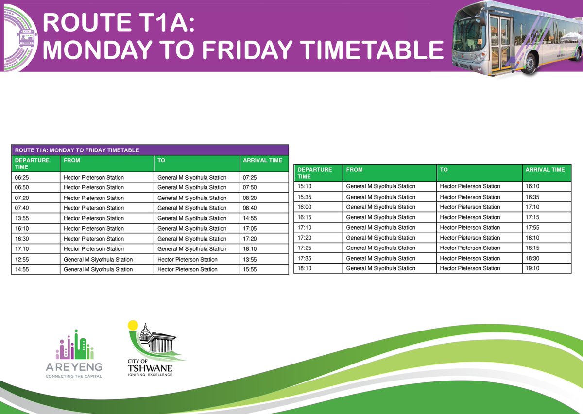 A_RE_YENG's tweet image. ✅ Monday - Sunday
✅ Monday - Friday 05:00 to 20:40
✅ Saturday:  05:20 to 19:40
✅Sundays:    05:20 to 19:20

✅Peak hours

06:00 to 08:00
15:30 to 17:00

#PlanAhead #ArriveOnTime