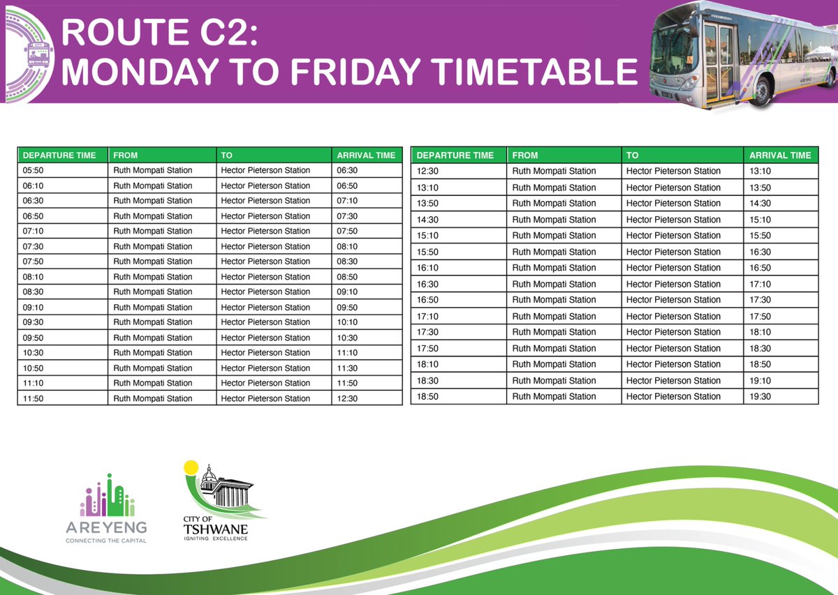 A_RE_YENG's tweet image. ✅ Monday - Sunday
✅ Monday - Friday 05:00 to 20:40
✅ Saturday:  05:20 to 19:40
✅Sundays:    05:20 to 19:20

✅Peak hours

06:00 to 08:00
15:30 to 17:00

#PlanAhead #ArriveOnTime