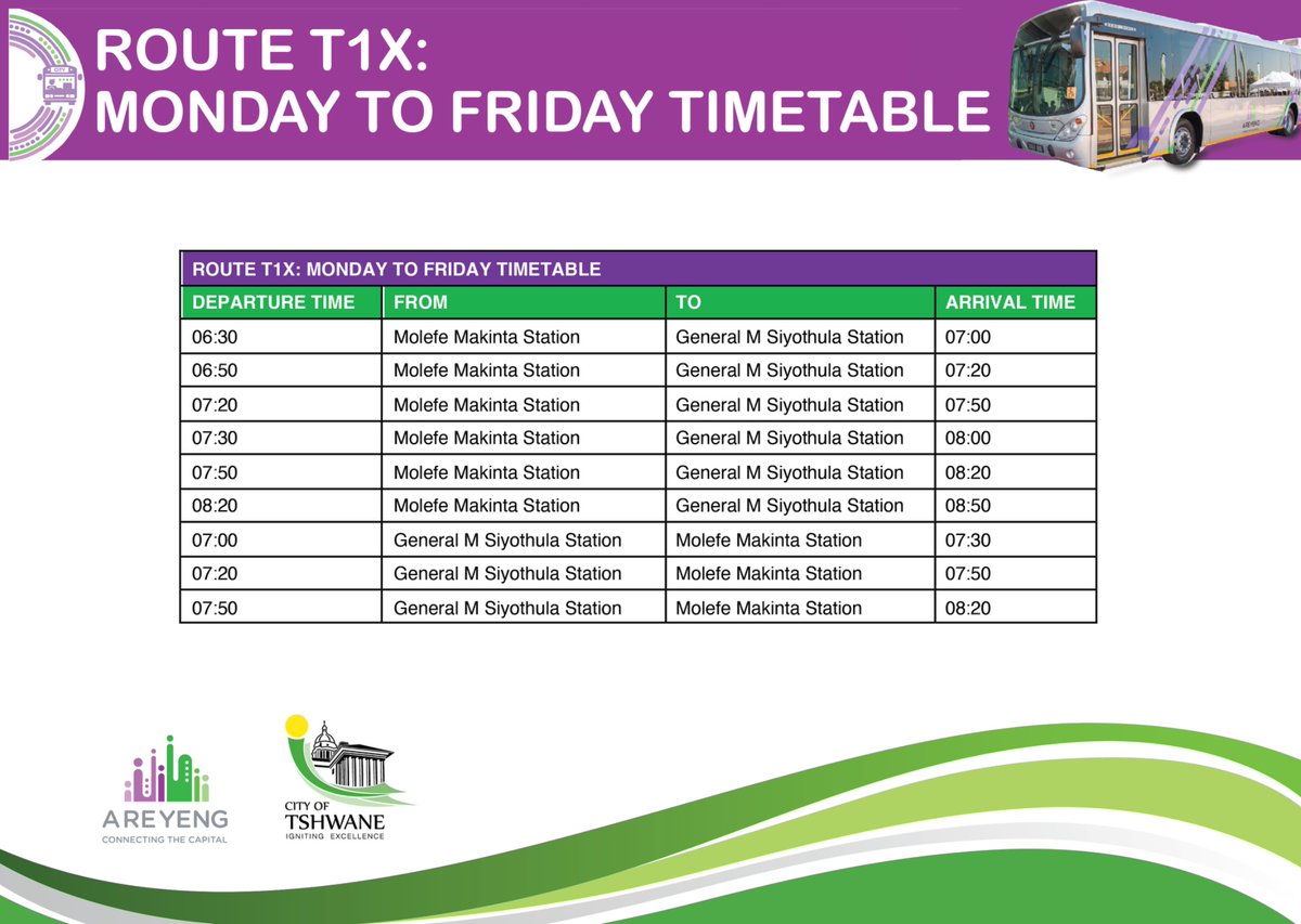 A_RE_YENG's tweet image. ✅ Monday - Sunday
✅ Monday - Friday 05:00 to 20:40
✅ Saturday:  05:20 to 19:40
✅Sundays:    05:20 to 19:20

✅Peak hours

06:00 to 08:00
15:30 to 17:00

#PlanAhead #ArriveOnTime