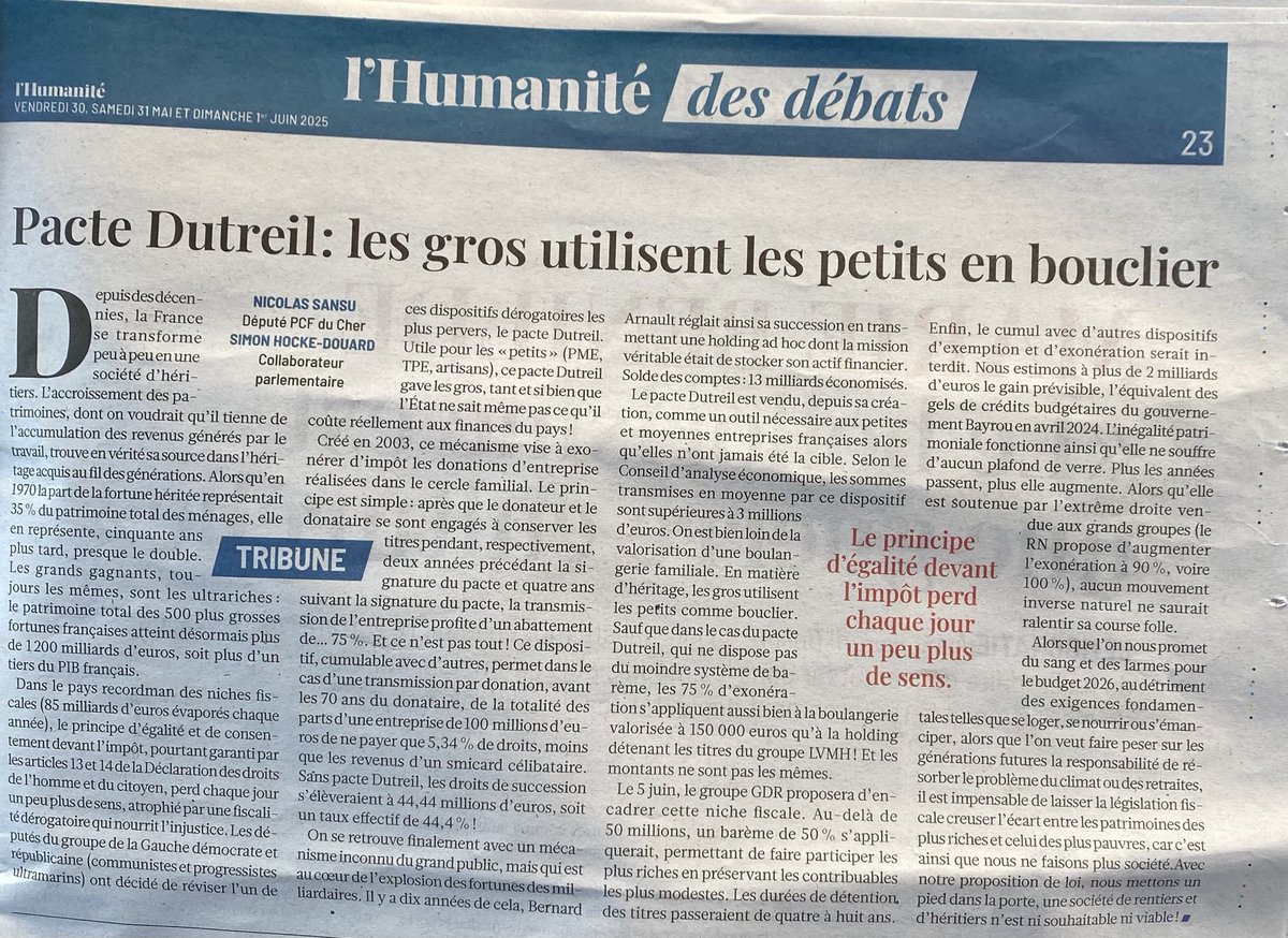 Sansu Nicolas (@nicolassansu) on Twitter photo Tribune dans <a href="/humanite_fr/">L'Humanité</a> des débats. Les ultra-riches font sécession. Il faut arrêter cela. Tribune dans <a href="/humanite_fr/">L'Humanité</a> des débats. Les ultra-riches font sécession. Il faut arrêter cela.