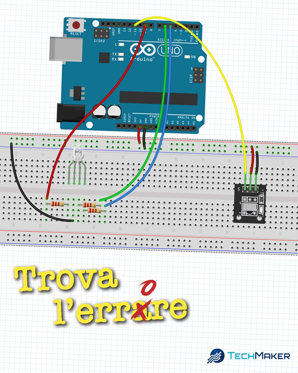 TechMakerIT's tweet image. Un dettaglio nei collegamenti sta creando problemi. 
Sai qual è? 🤔
#TechMaker - Libera la tua #VogliaDiCostruire 
#arduino #elettronica #circuito #errore #diy #maker #error