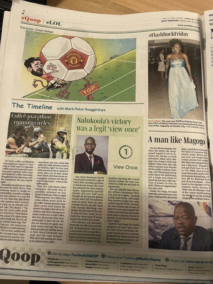 Mark Peter Sseggiriinya (@sseggi_) on Twitter photo In your copy of the <a href="/DailyMonitor/">Daily Monitor</a> today, in Timeline by yours truly!
The coffee ‘marathon’ , Kawempe North back to the polls ? and All Hail the King Consort Magogo.
Get your copy of the Daily Monitor Today. In your copy of the <a href="/DailyMonitor/">Daily Monitor</a> today, in Timeline by yours truly!
The coffee ‘marathon’ , Kawempe North back to the polls ? and All Hail the King Consort Magogo.
Get your copy of the Daily Monitor Today.