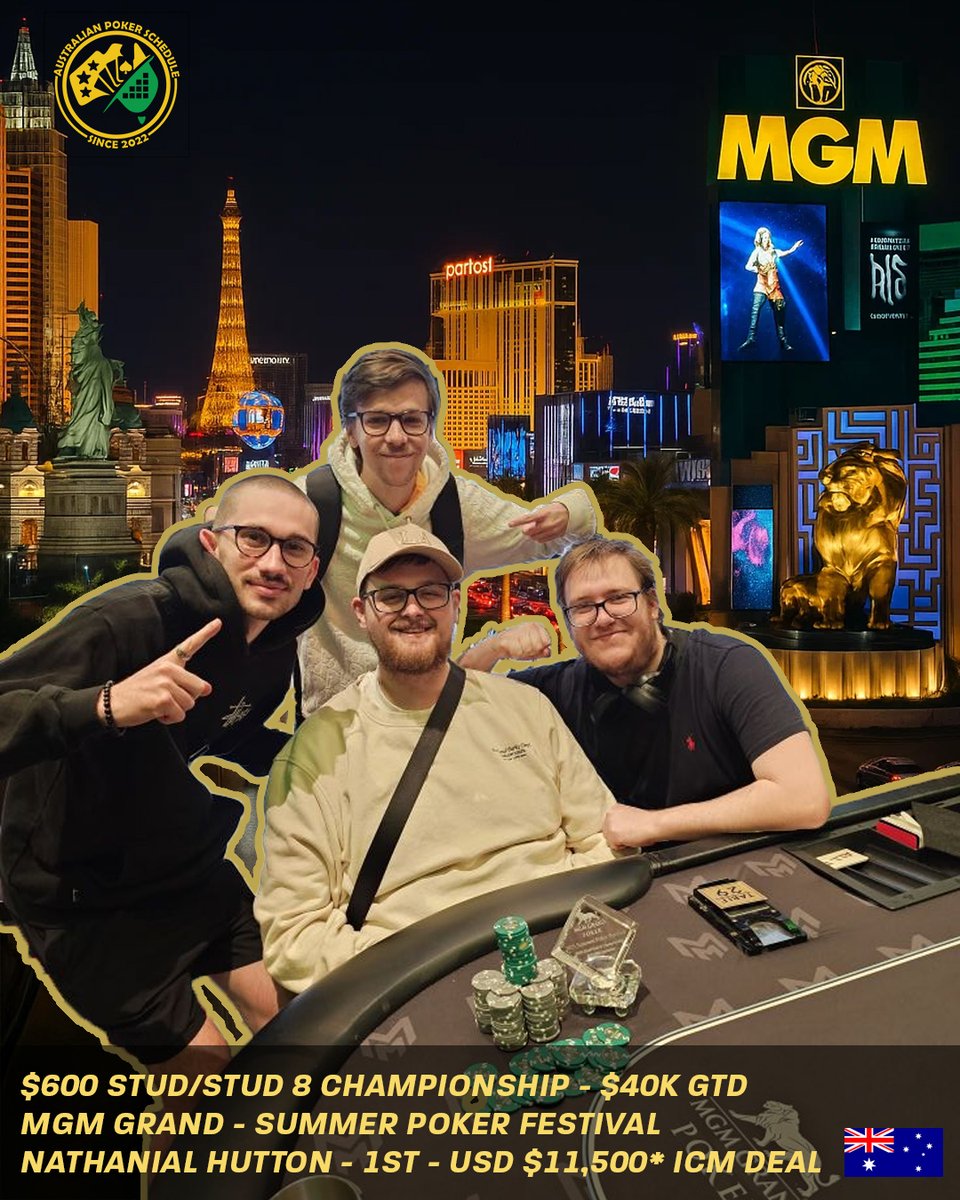 𝗡𝗔𝗧𝗛𝗔𝗡𝗜𝗔𝗟 𝗛𝗨𝗧𝗧𝗢𝗡 𝗕𝗜𝗡𝗞𝗦 𝗙𝗜𝗥𝗦𝗧 𝗪𝗜𝗡 𝗙𝗢𝗥 𝗔𝗨𝗦𝗦𝗜𝗘𝗦 𝗜𝗡 𝗩𝗘𝗚𝗔𝗦! Great start which will lift the huge Aussie contingent already in Vegas, and heading over!
We'll keep you updated with results and deep runs from our Aussies over at the #WSOP2025