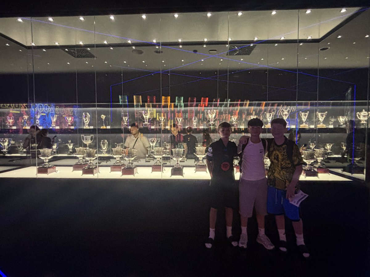 We have arrived in Barcelona, at the Nou camp.  It’s a real shame we can’t do the stadium tour, but we can still do the immersive tour which shows the history of the club alongside lots of trophies football kits and players information.