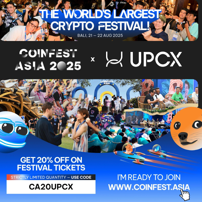 UPCX® Official (@upcxofficial) on Twitter photo UPCX is now an Official Community Partner of <a href="/CoinfestAsia/">Coinfest Asia</a>! 🎉
📍 Bali, Indonesia | August 21–22, 2025
Join us for an epic event full of blockchain innovation, exciting talks, and networkingwith top crypto minds
🎟️ Grab your ticket now and get 20% OFF with code: CA20UPCX
👉 UPCX is now an Official Community Partner of <a href="/CoinfestAsia/">Coinfest Asia</a>! 🎉
📍 Bali, Indonesia | August 21–22, 2025
Join us for an epic event full of blockchain innovation, exciting talks, and networkingwith top crypto minds
🎟️ Grab your ticket now and get 20% OFF with code: CA20UPCX
👉