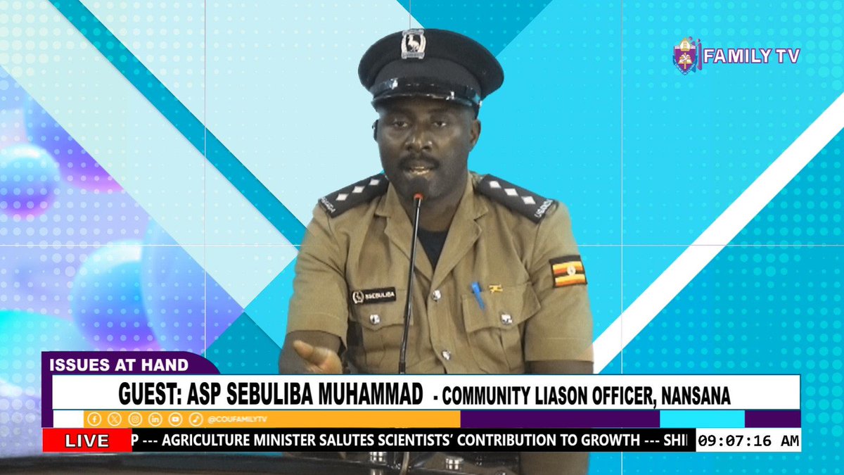 ON AIR: <a href="/nyongereza/">Hope Nyongereza</a> on #IssuesAtHand with ASP. Muhammad Sebuliba, Community Liaison Officer Nansana giving updates on security vigilance ahead of Martyrs Day celebrations.

Click youtube.com/live/21uTF9TDp… to watch.
#updates #EnrichingLives